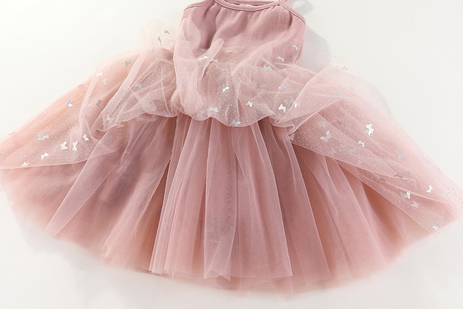 Valentina Tutu Dress - Pink Butterflies: 1-2Y, 2-3Y, 3-4Y, 4-5Y, 5-6Y, 6-8Y