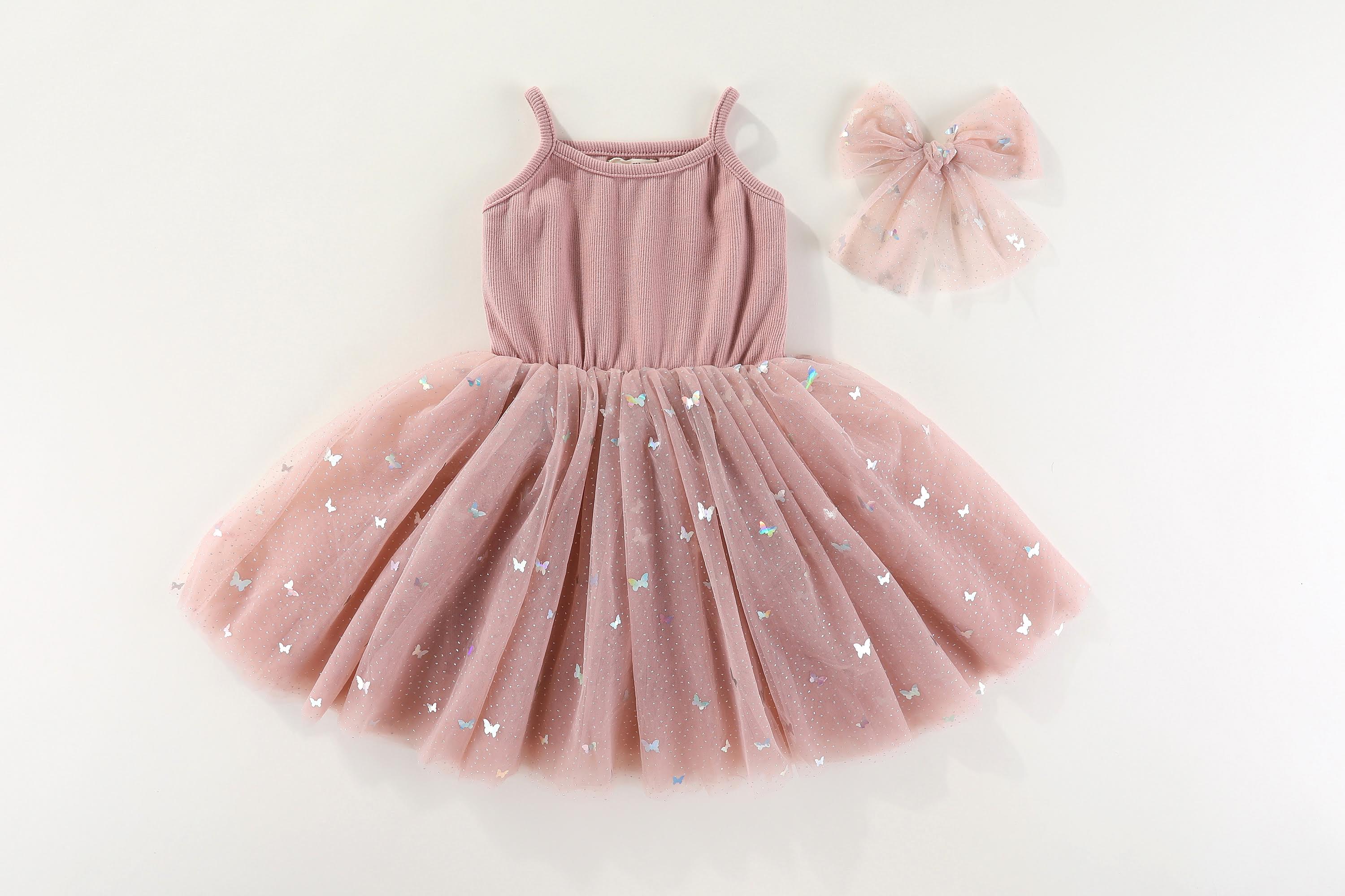 Valentina Tutu Dress - Pink Butterflies: 1-2Y, 2-3Y, 3-4Y, 4-5Y, 5-6Y, 6-8Y