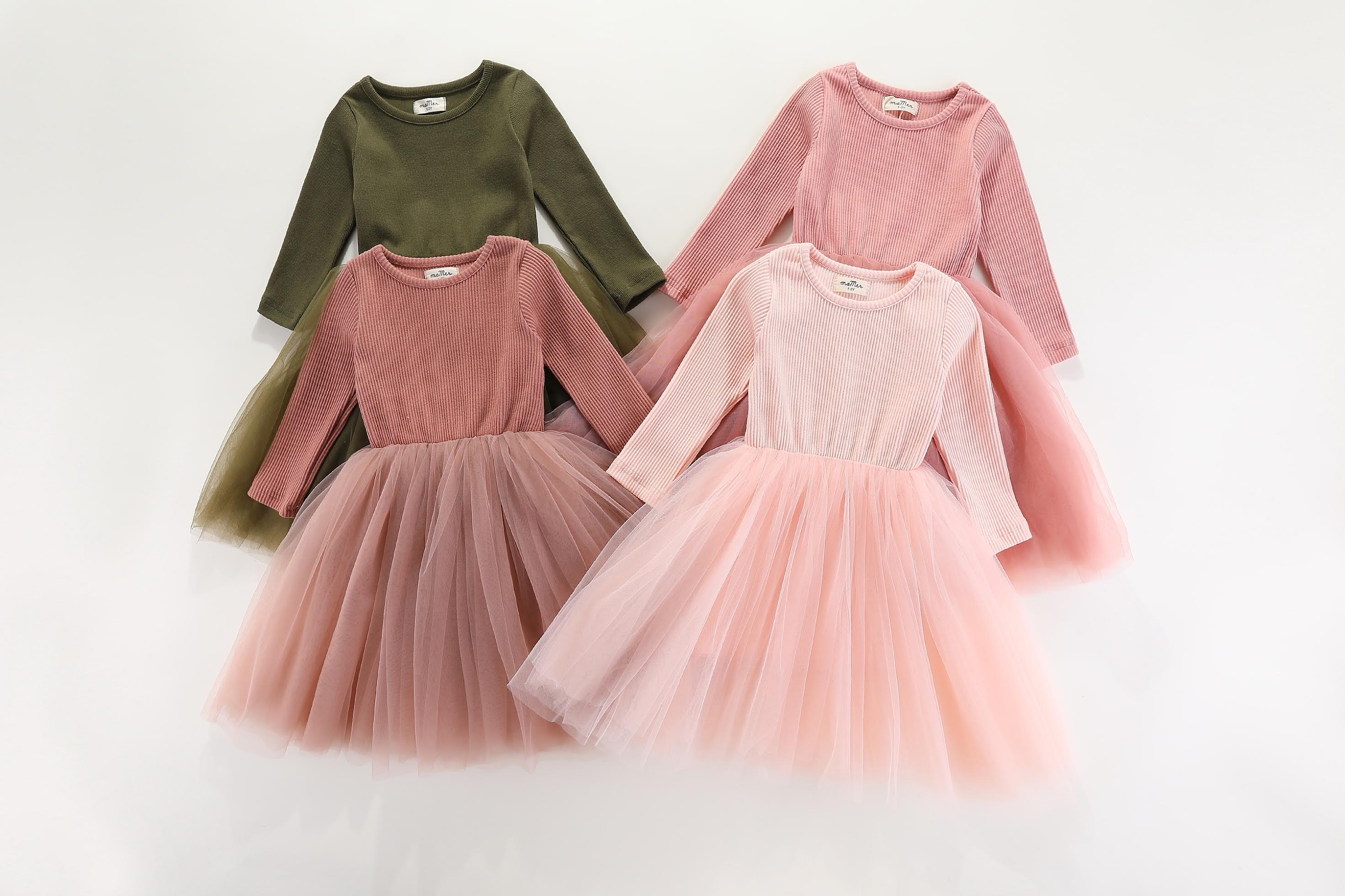 Valentina Long Sleeve Tutu Dress - ROSE: 1-2Y, 2-3Y, 3-4Y, 4-5Y, 5-6Y, 6-8Y