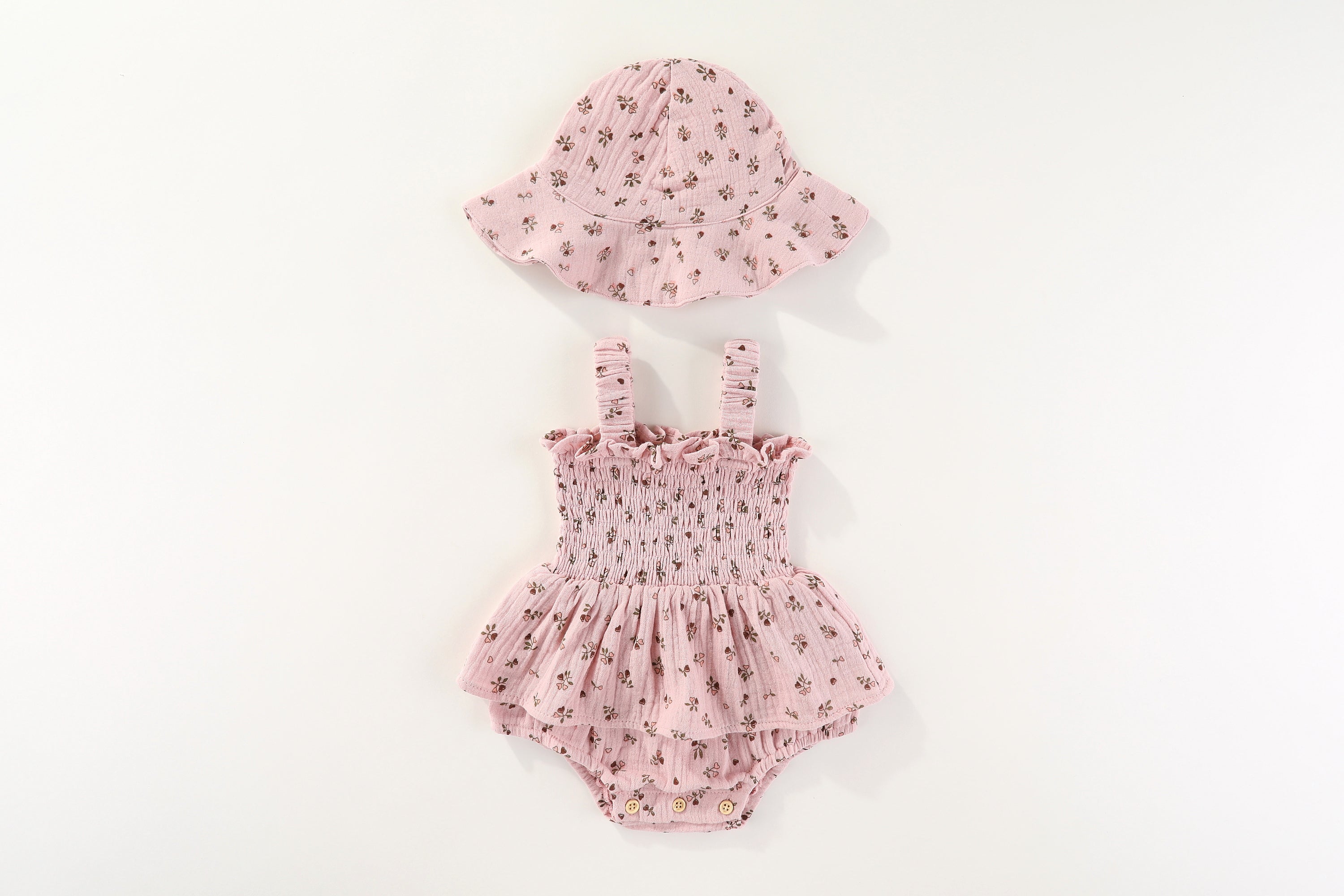 Melika romper with matching hat: 0-3M, 3-6M, 6-12M, 1-2Y, 2-3Y