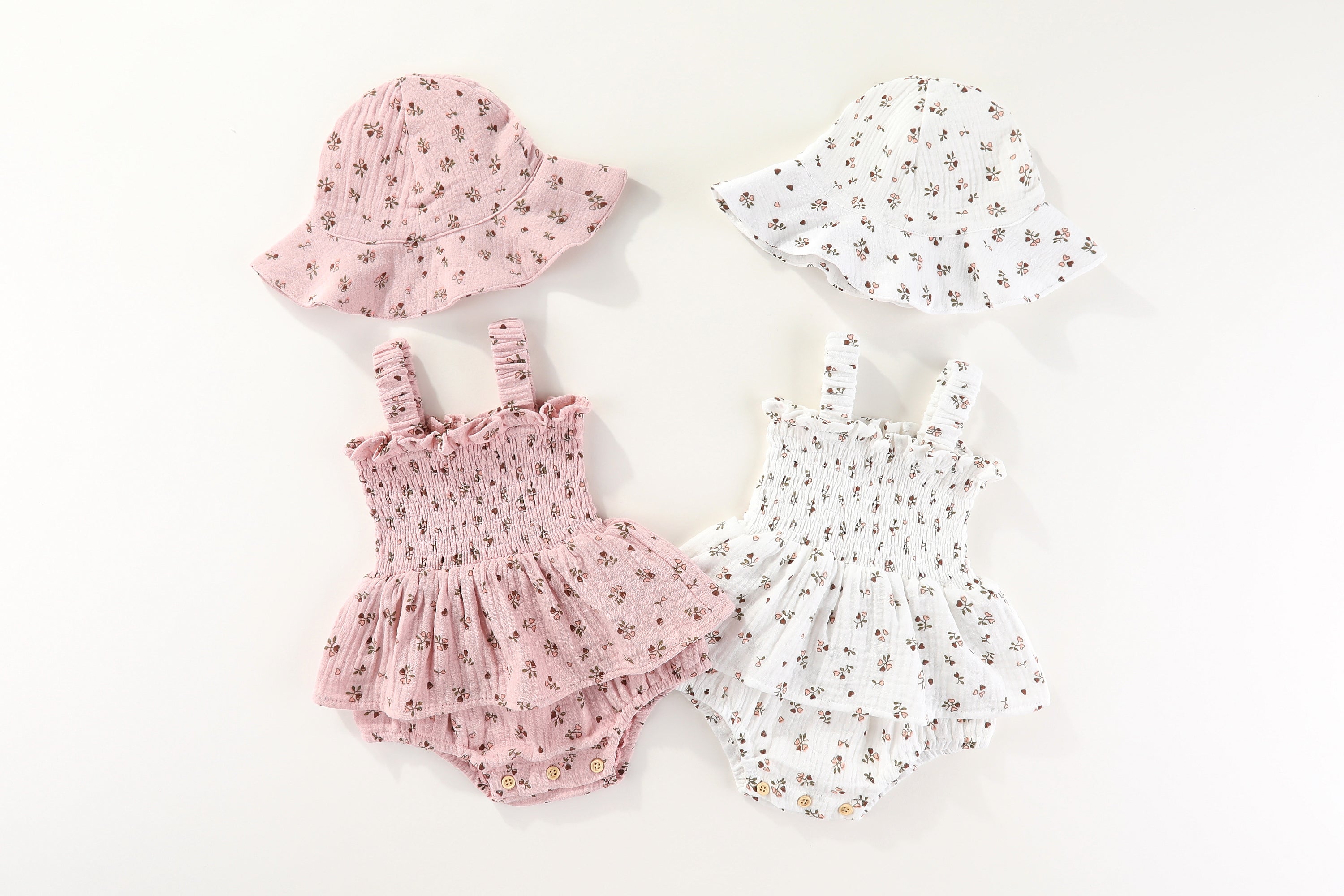 Melika romper with matching hat: 0-3M, 3-6M, 6-12M, 1-2Y, 2-3Y