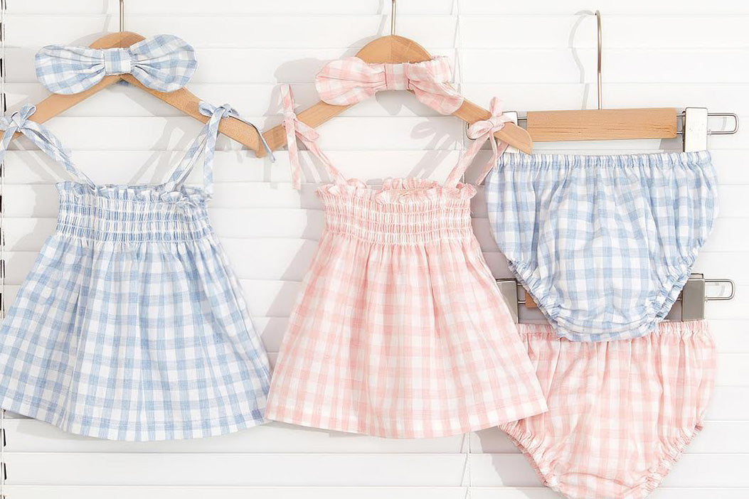 Costal 3pcs set made from 100% cotton: top + bloomers + bow: 6-12M, 1-2Y