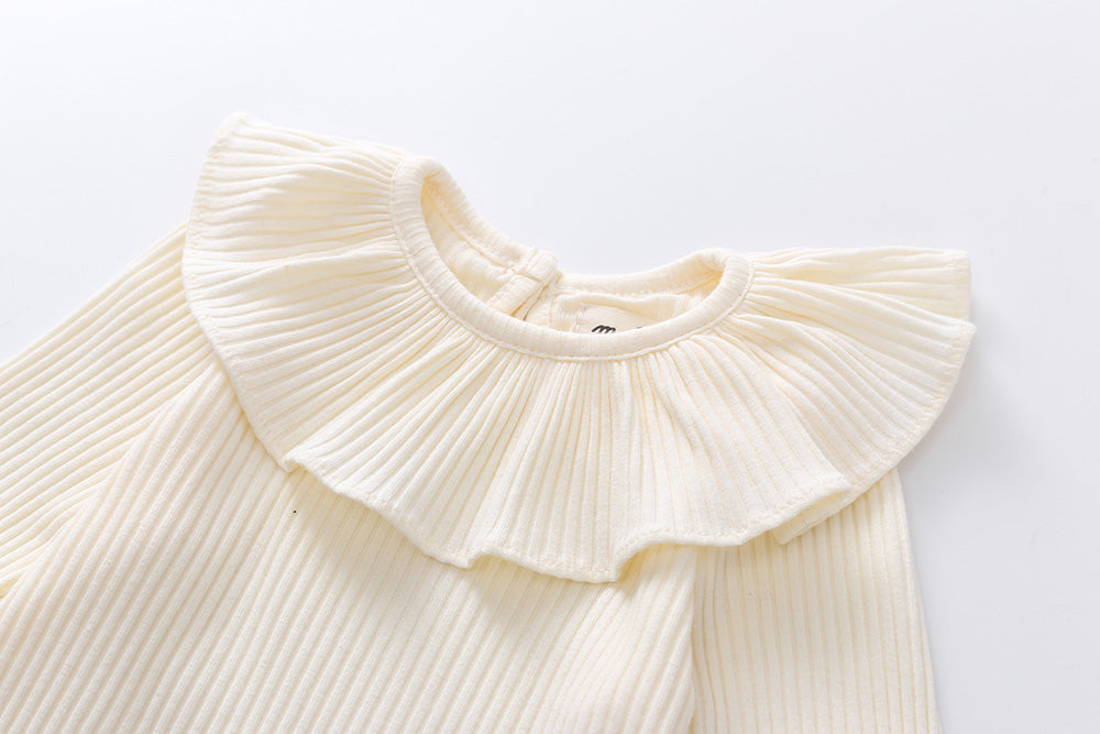 Florence long sleeves bodysuit - 100% cotton: 0-3M, 3-6M, 6-12M, 1-2Y : white