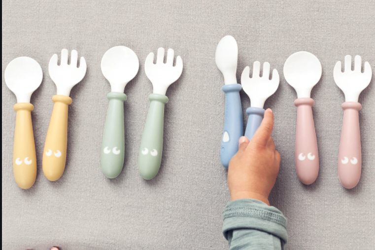 Baby bjorn Baby Spoon & Fork: set of 4: pink, green, blue