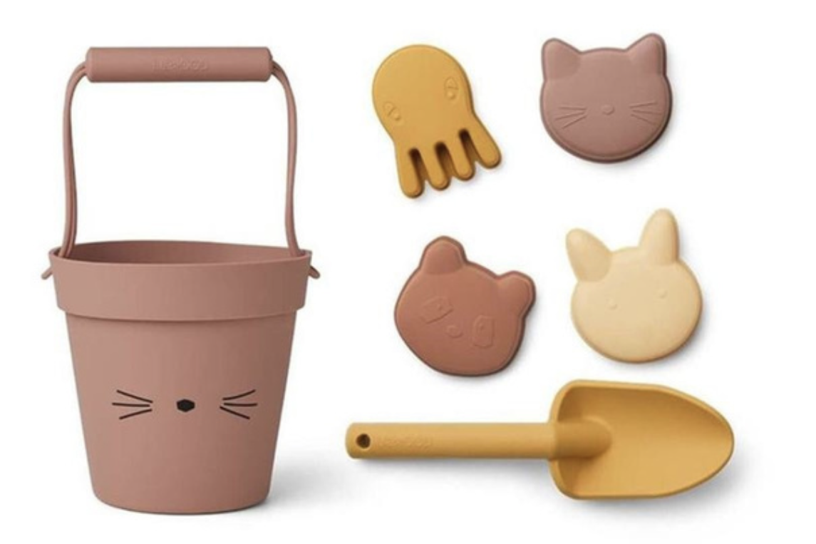 PINK SHELL bucket + spade + moulds set (6PCS)