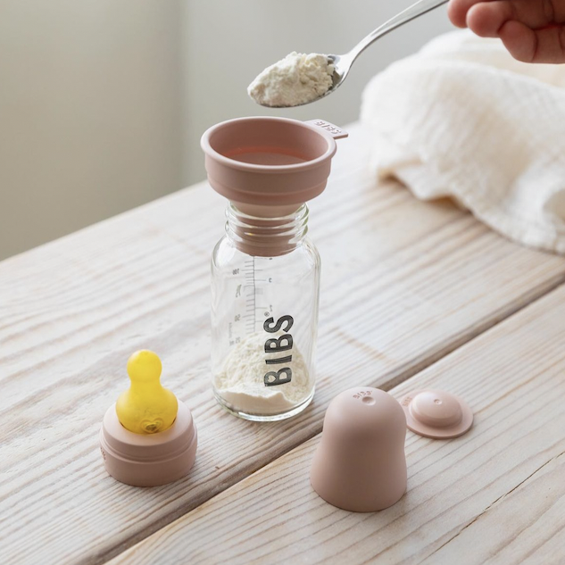 BIBS Baby Glass Bottle Complete Set 110ml or 225ml Blush, sage, ivory