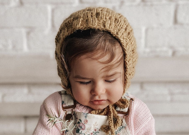 Chloe Set: hand-knitted bonnet and matching mittens & gloves: cream or dusty colour