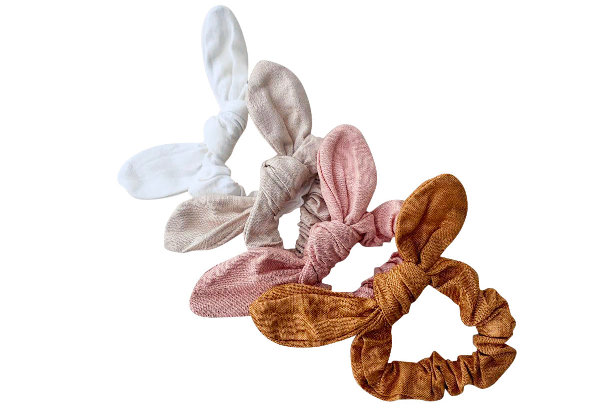 Linen scrunchies - handmade: white, pink, dusty pink, sage