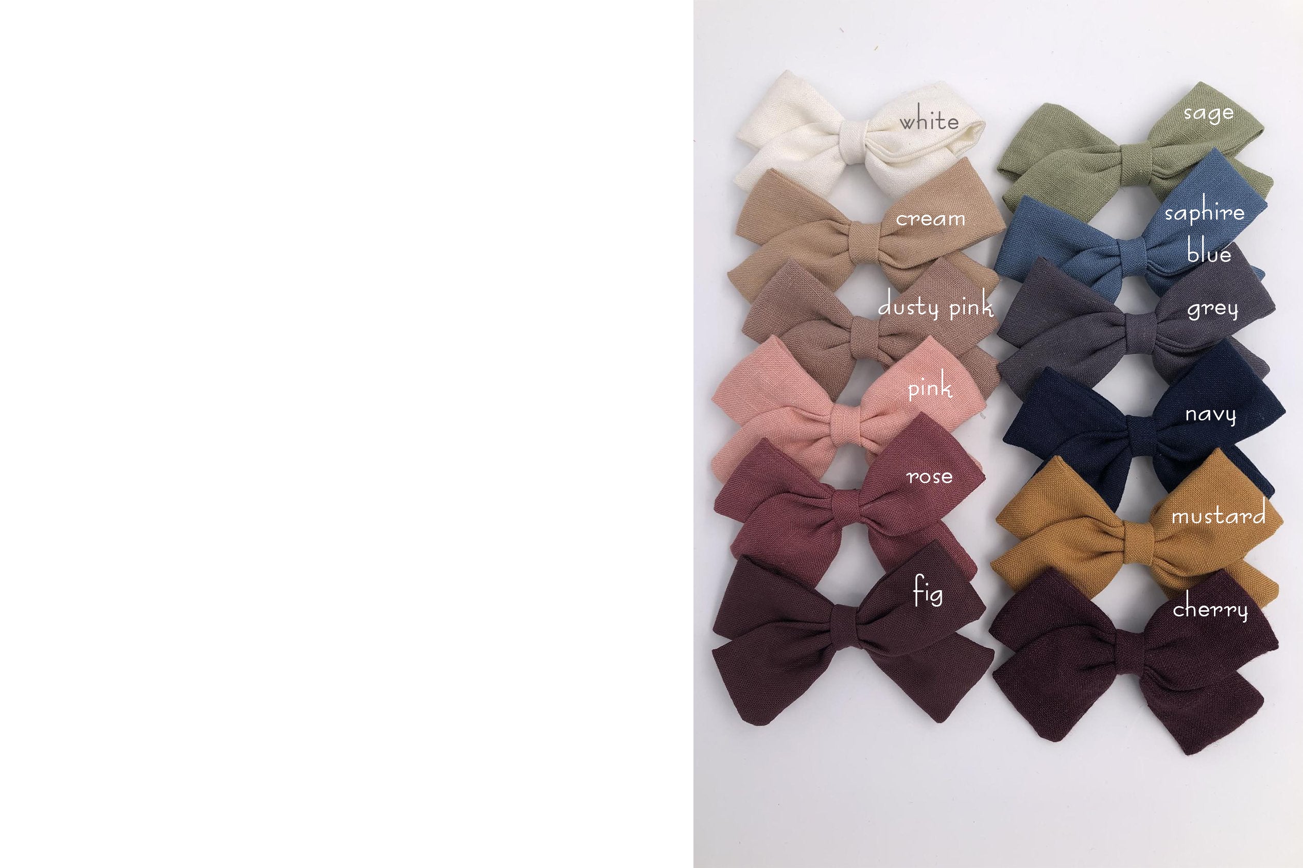 VALERIA BOW - handmade item: 12 colours available: hair bows clip or elastic headbands