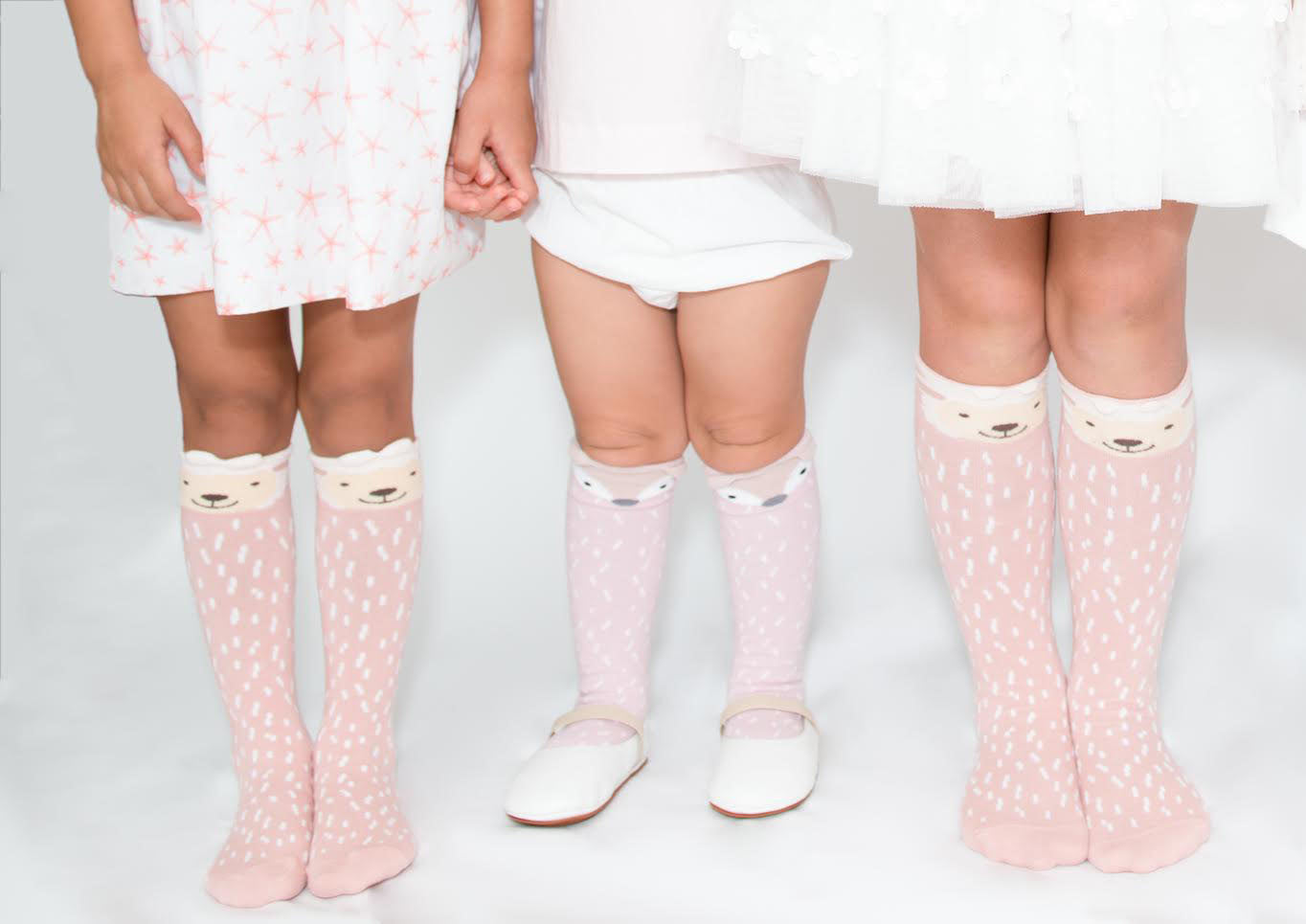 Pink Fox & Sheep - high knee socks:  only size 3-5Y left