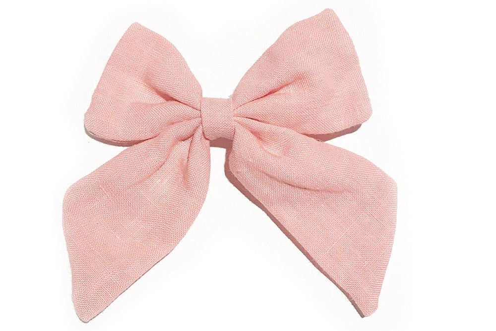 Dalia Linen Hair Clip Bow - white, pink, dusty pink, fig, mustard, sage, navy, black
